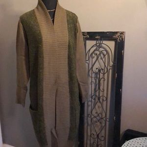 Isaac Mizrahi Cardigan Sweater, army green size sm